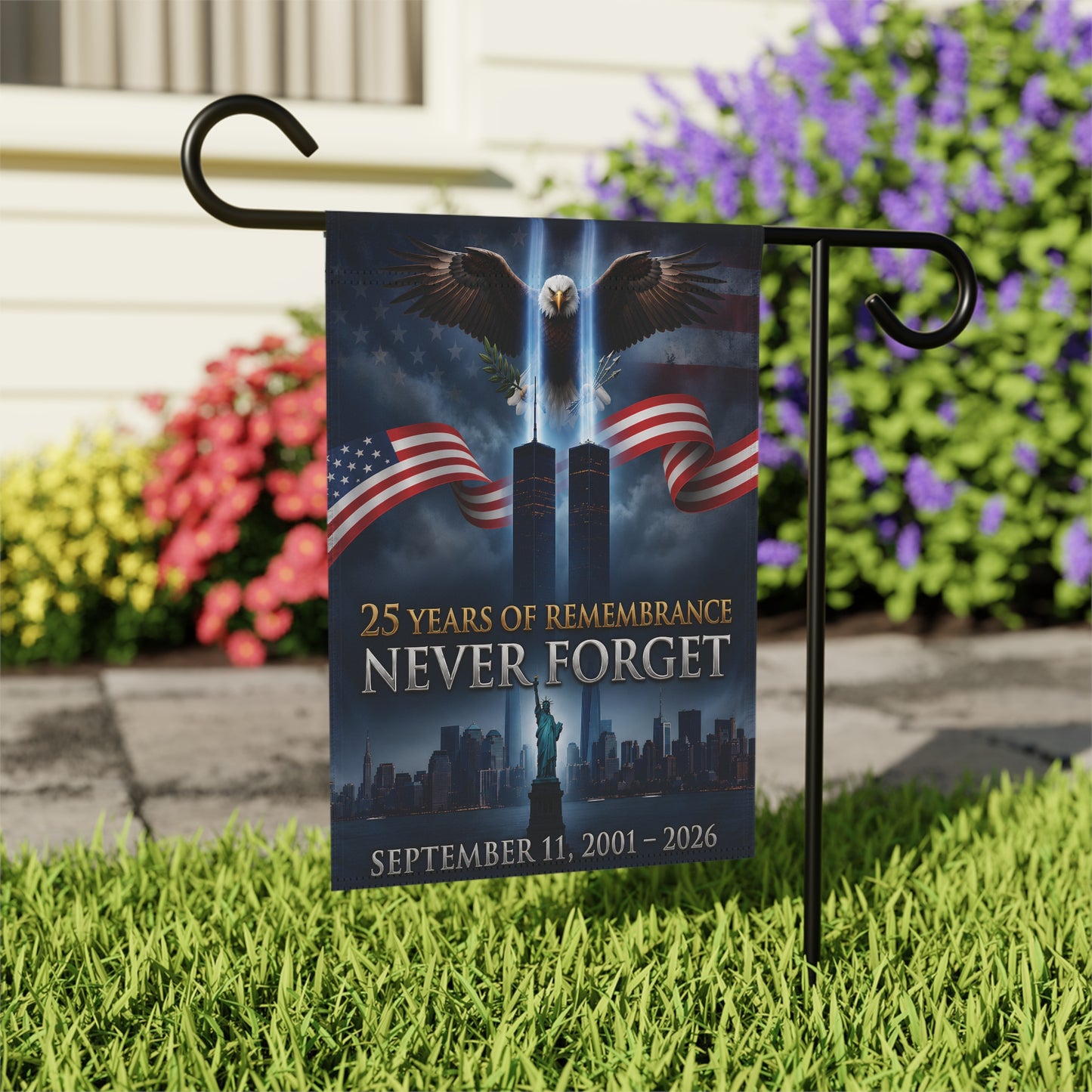 25 Years of Remembrance Never Forget Garden & House Banner