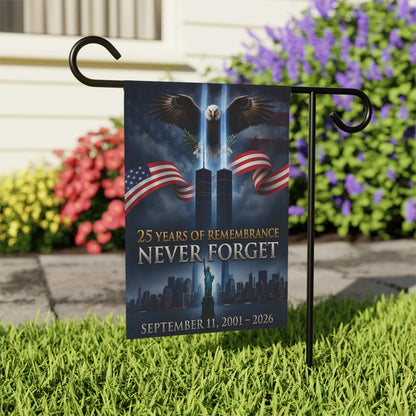 25 Years of Remembrance Never Forget Garden & House Banner