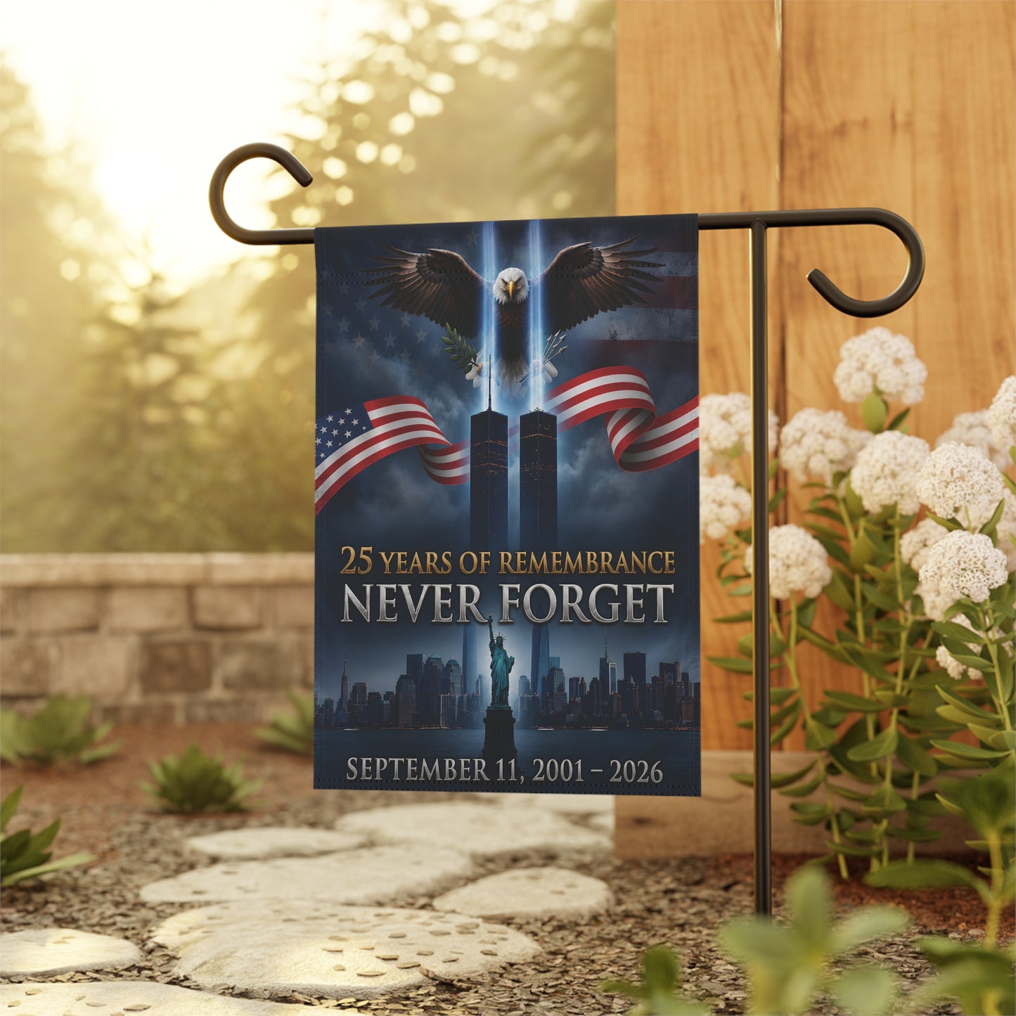 25 Years of Remembrance Never Forget Garden & House Banner