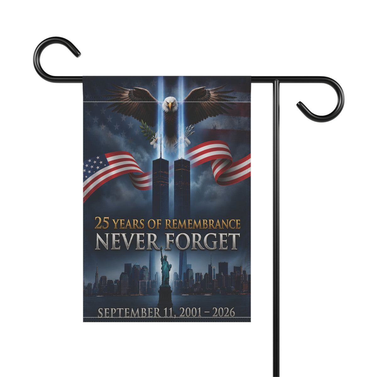 25 Years of Remembrance Never Forget Garden & House Banner
