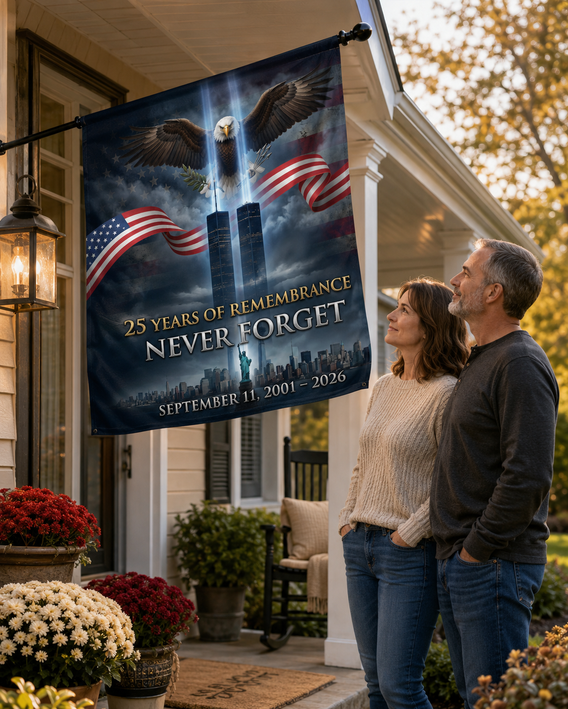 25 Years of Remembrance Never Forget Garden & House Banner