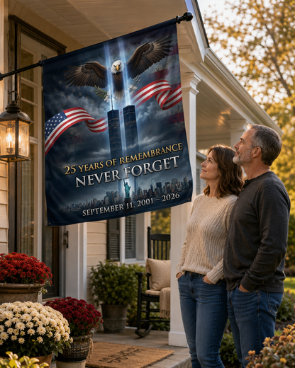 25 Years of Remembrance Never Forget Garden & House Banner