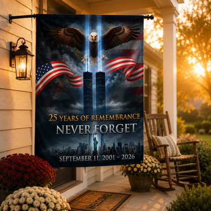 25 Years of Remembrance Never Forget Garden & House Banner